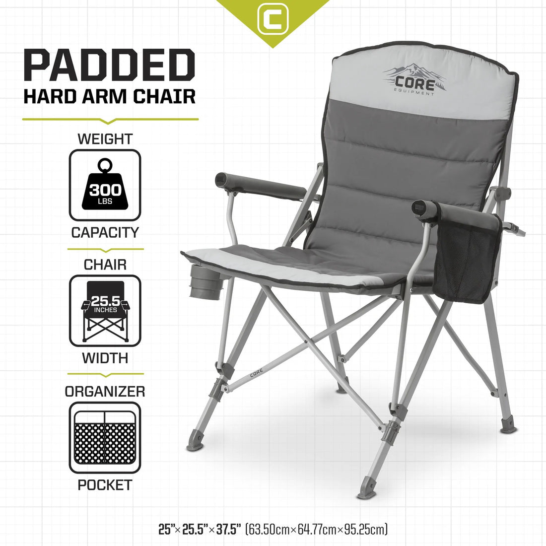 core padded hard armchair