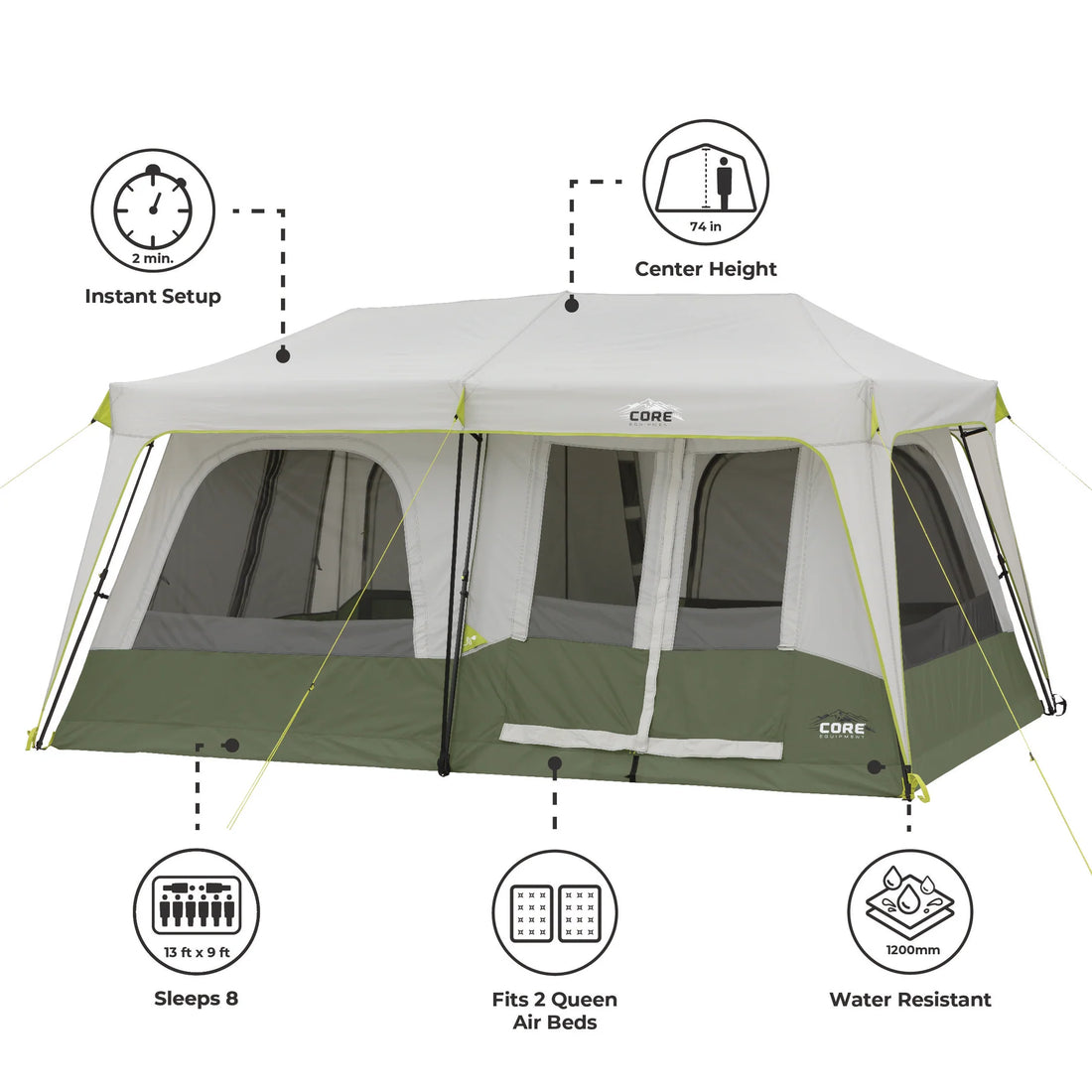 CORE 8 Person Instant Cabin Performance Tent 13' x 9'