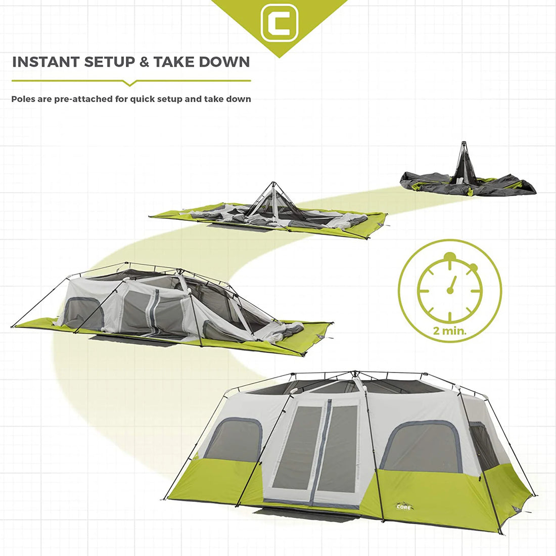 CORE 12 Person Instant Cabin Tent 18' x 10'