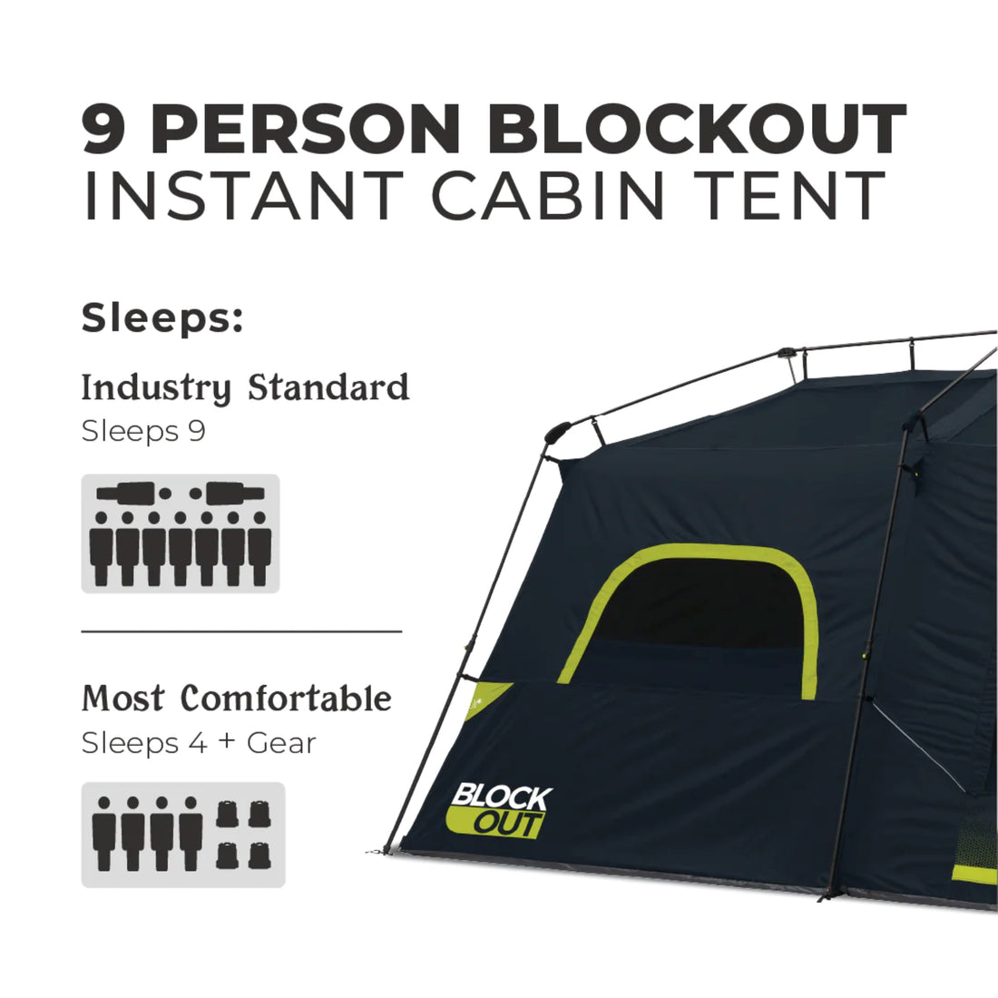 CORE 9 Person Instant Cabin Blockout Tent 14' x 9'