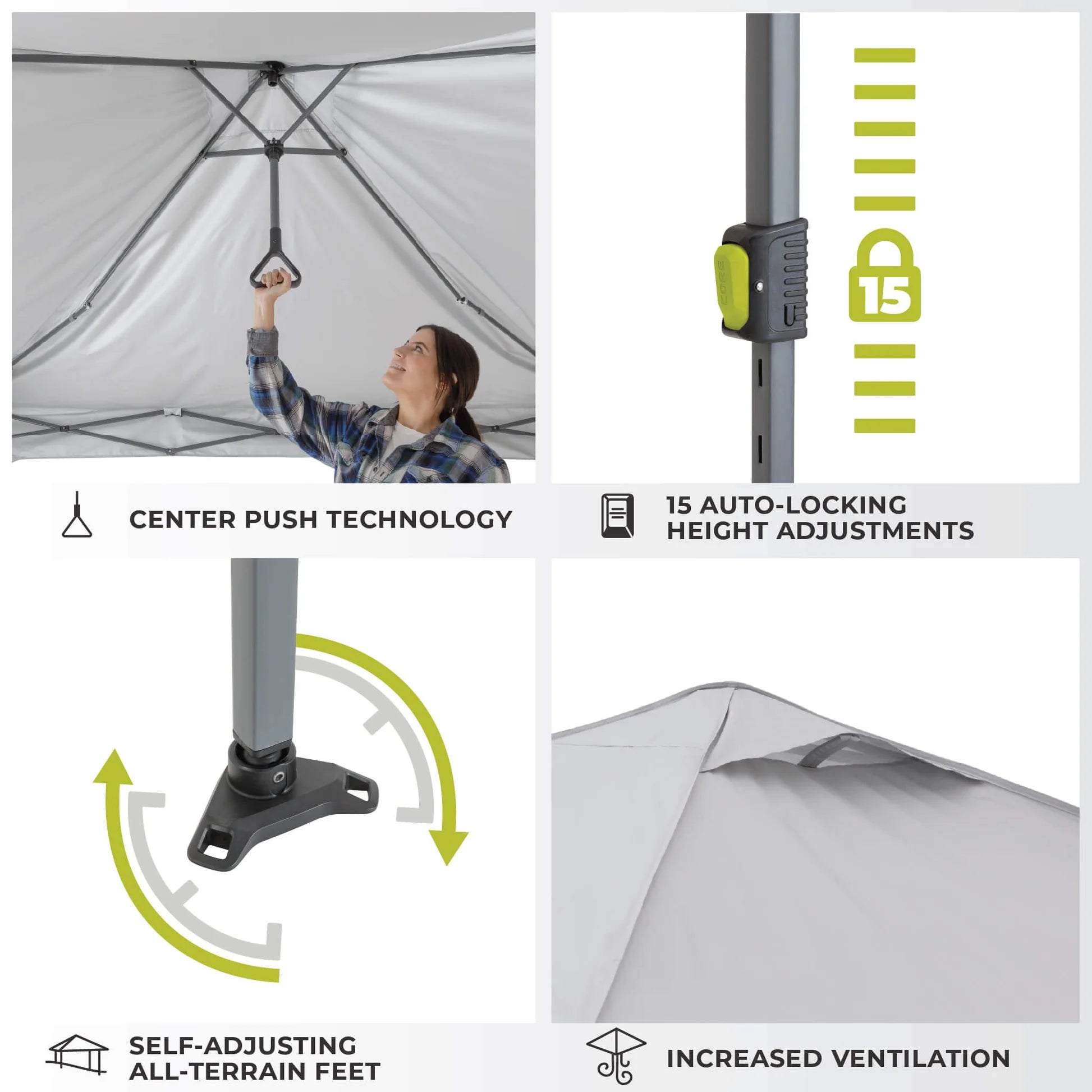CORE 10' x 10' Center Push Instant Canopy (Gazebo)