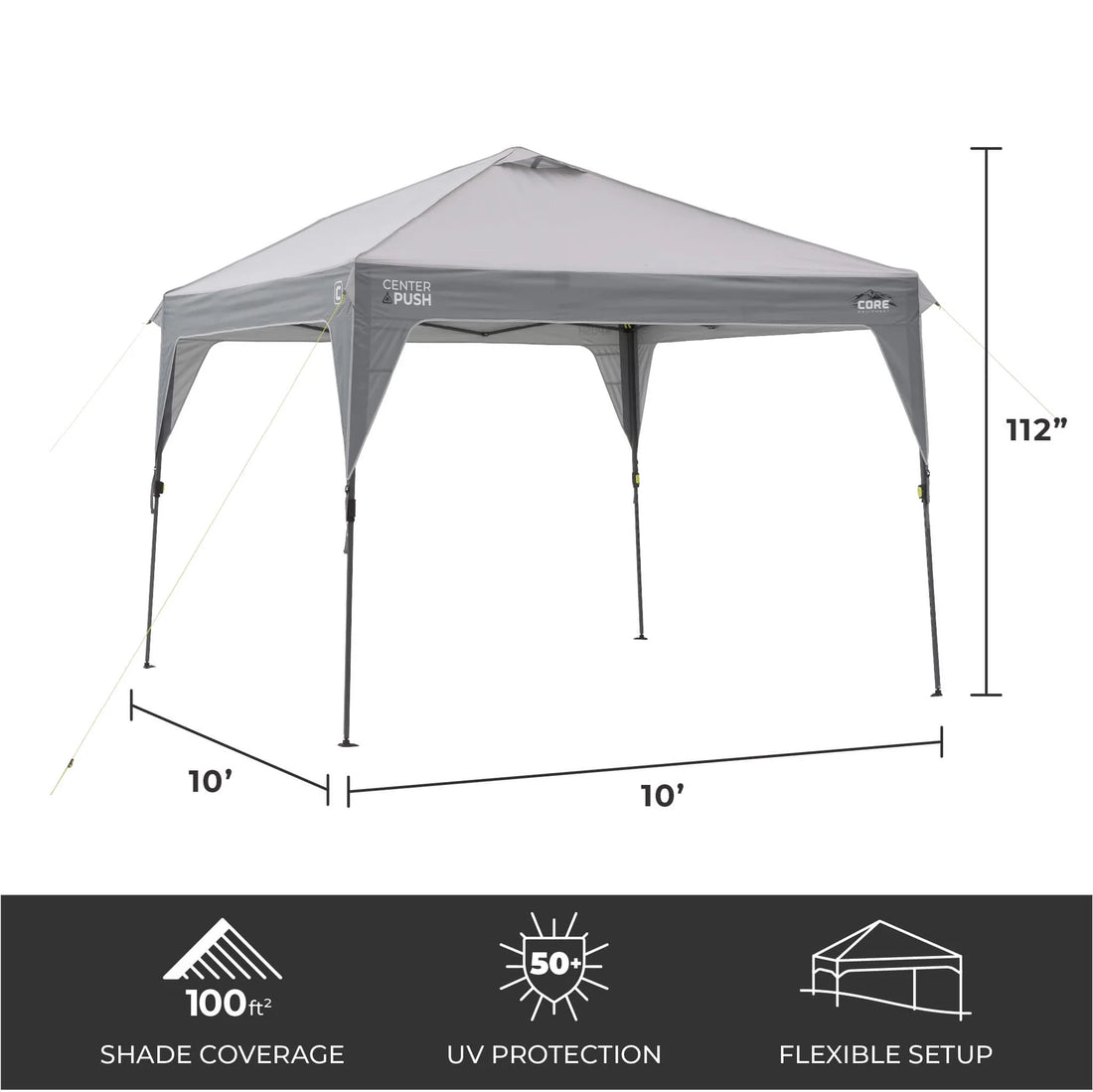CORE 10' x 10' Center Push Instant Canopy (Gazebo)