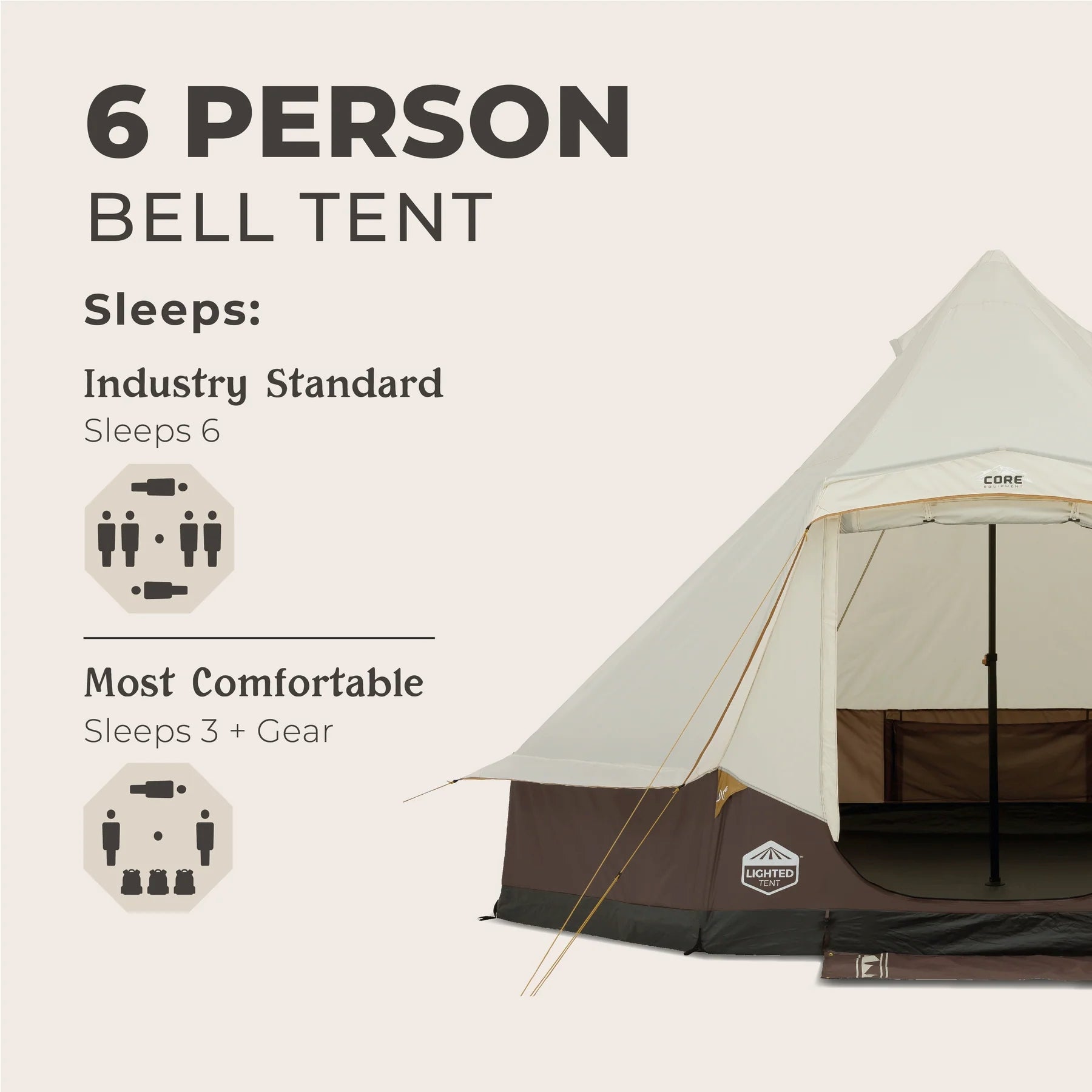 CORE 6 Person Lighted Bell Tent 13' x 12'