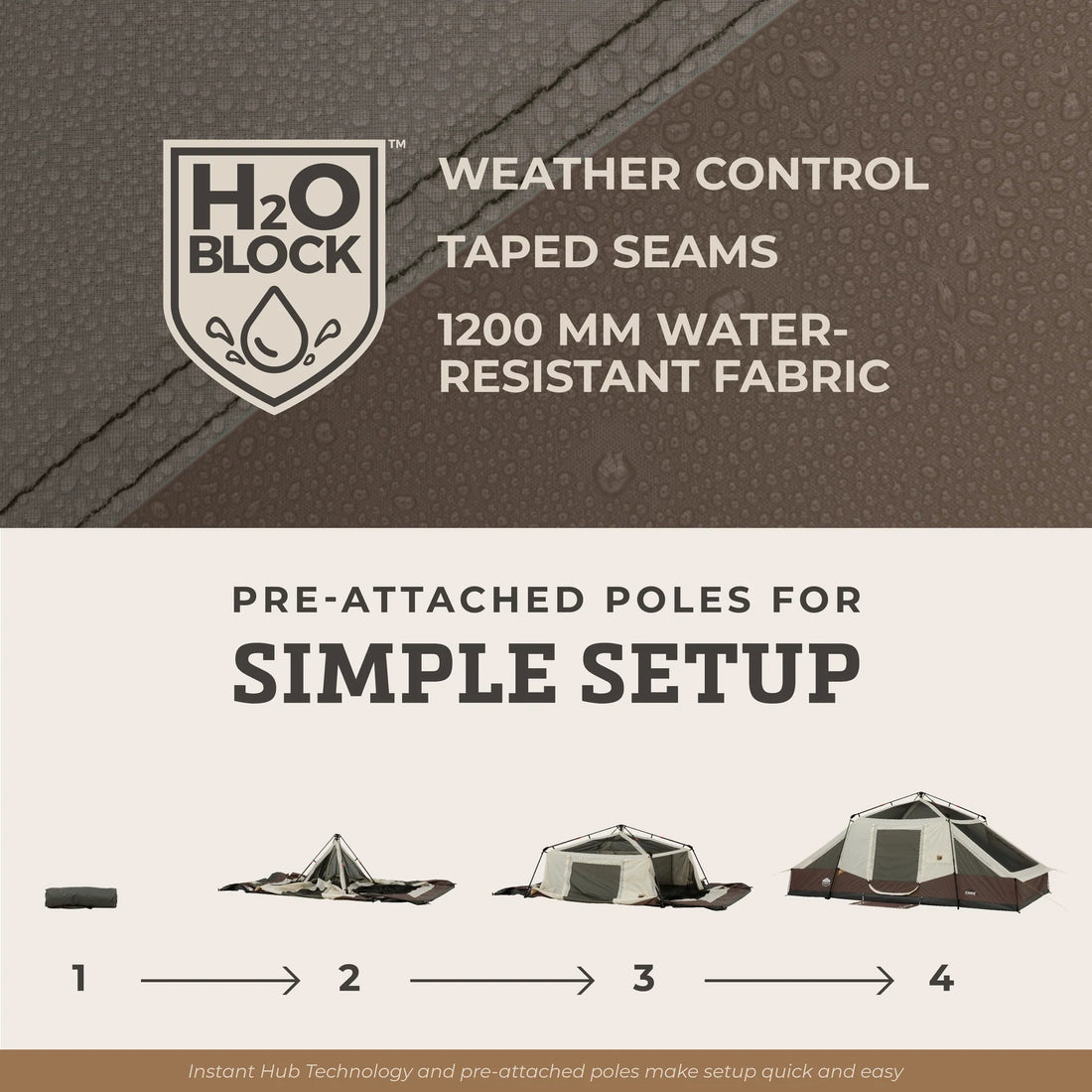 CORE 10 Person Lighted Instant Pyramid Tent 16' x 9'