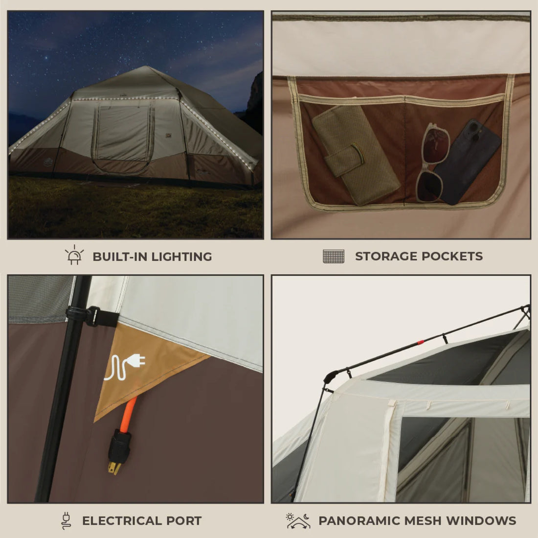CORE 10 Person Lighted Instant Pyramid Tent 16' x 9'