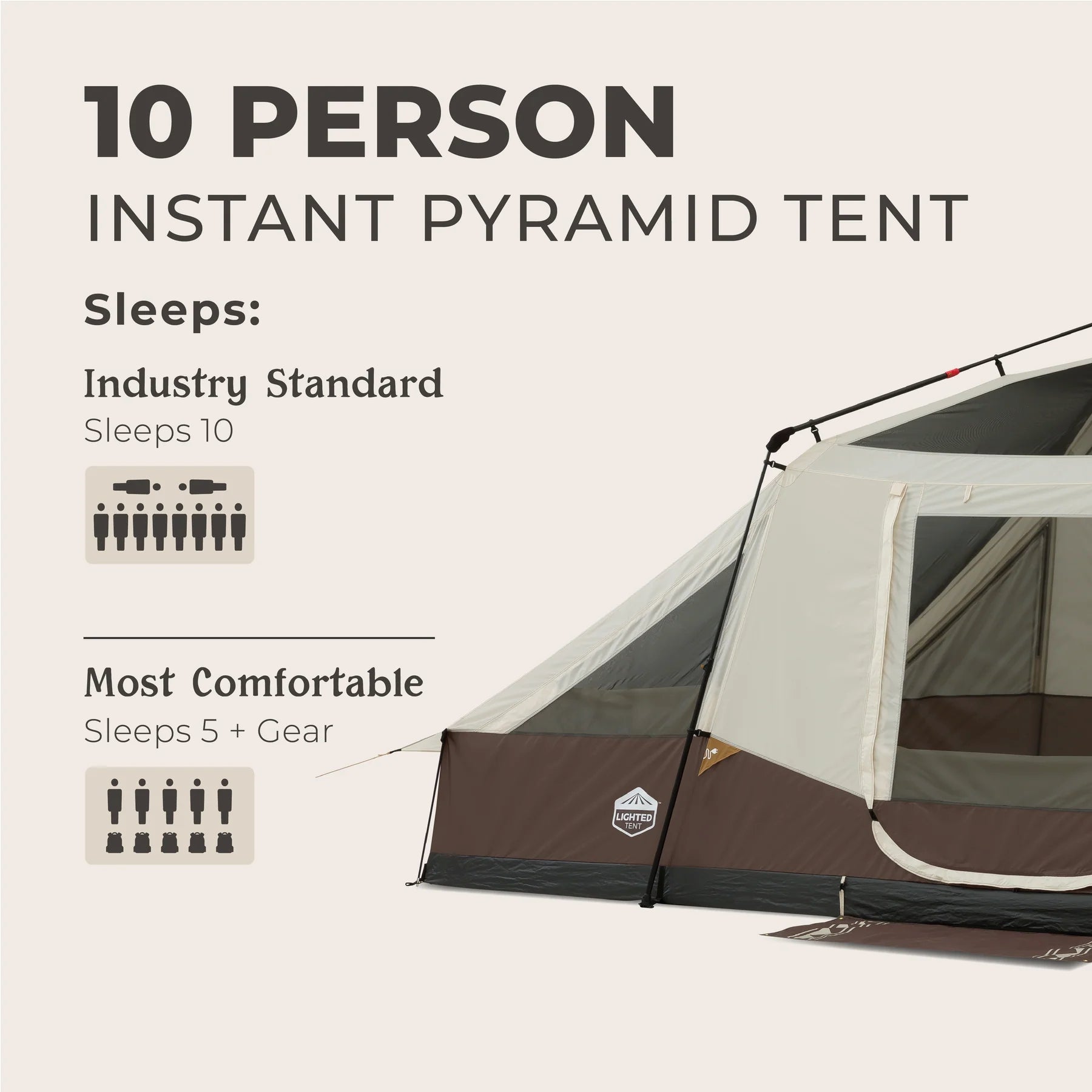CORE 10 Person Lighted Instant Pyramid Tent 16' x 9'
