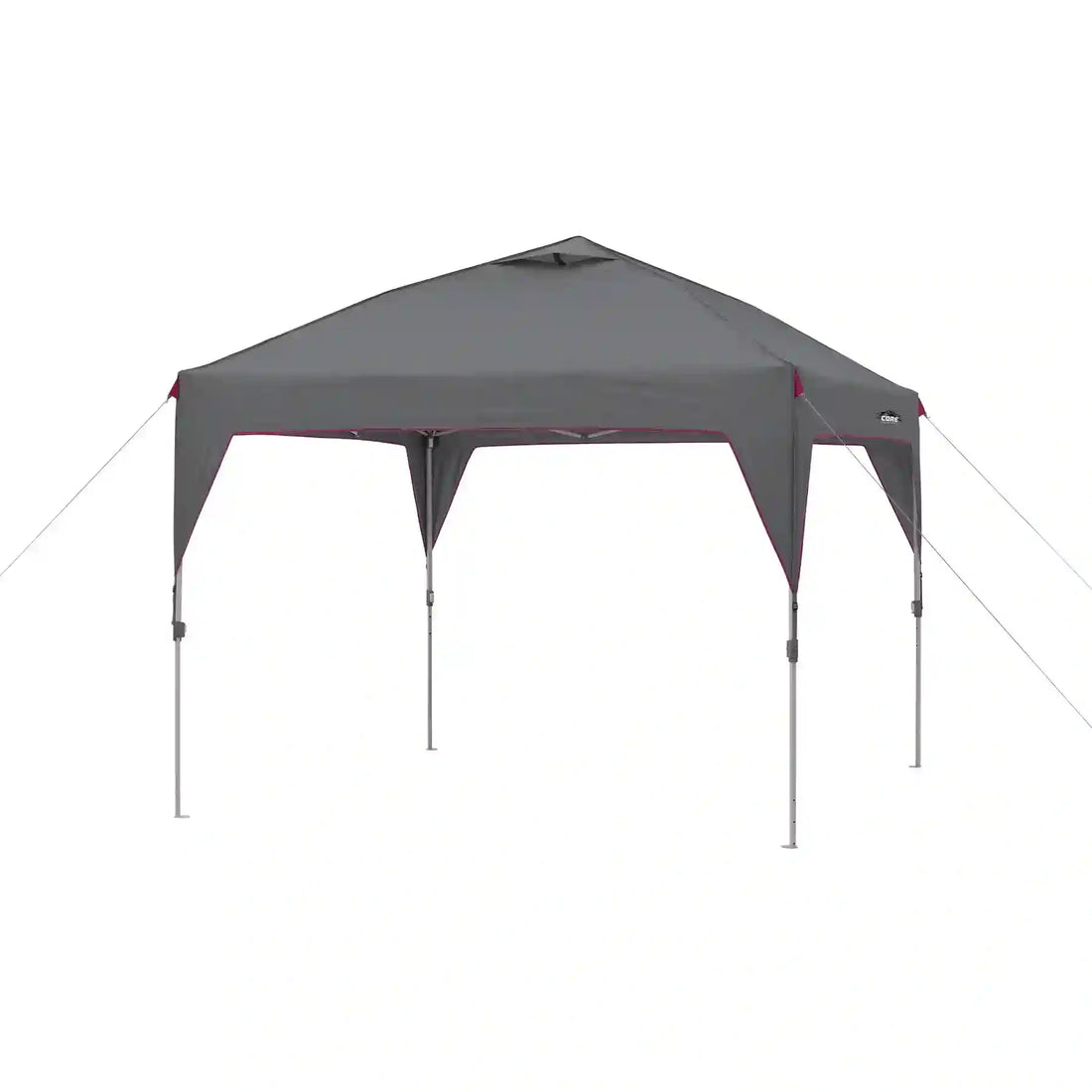  A large, orange and gray CORE 10' x 10' instant canopy, also known as a gazebo. The canopy has a pop-up design for quick and easy setup, and it provides shade and shelter for outdoor activities from outdoorlife.ae