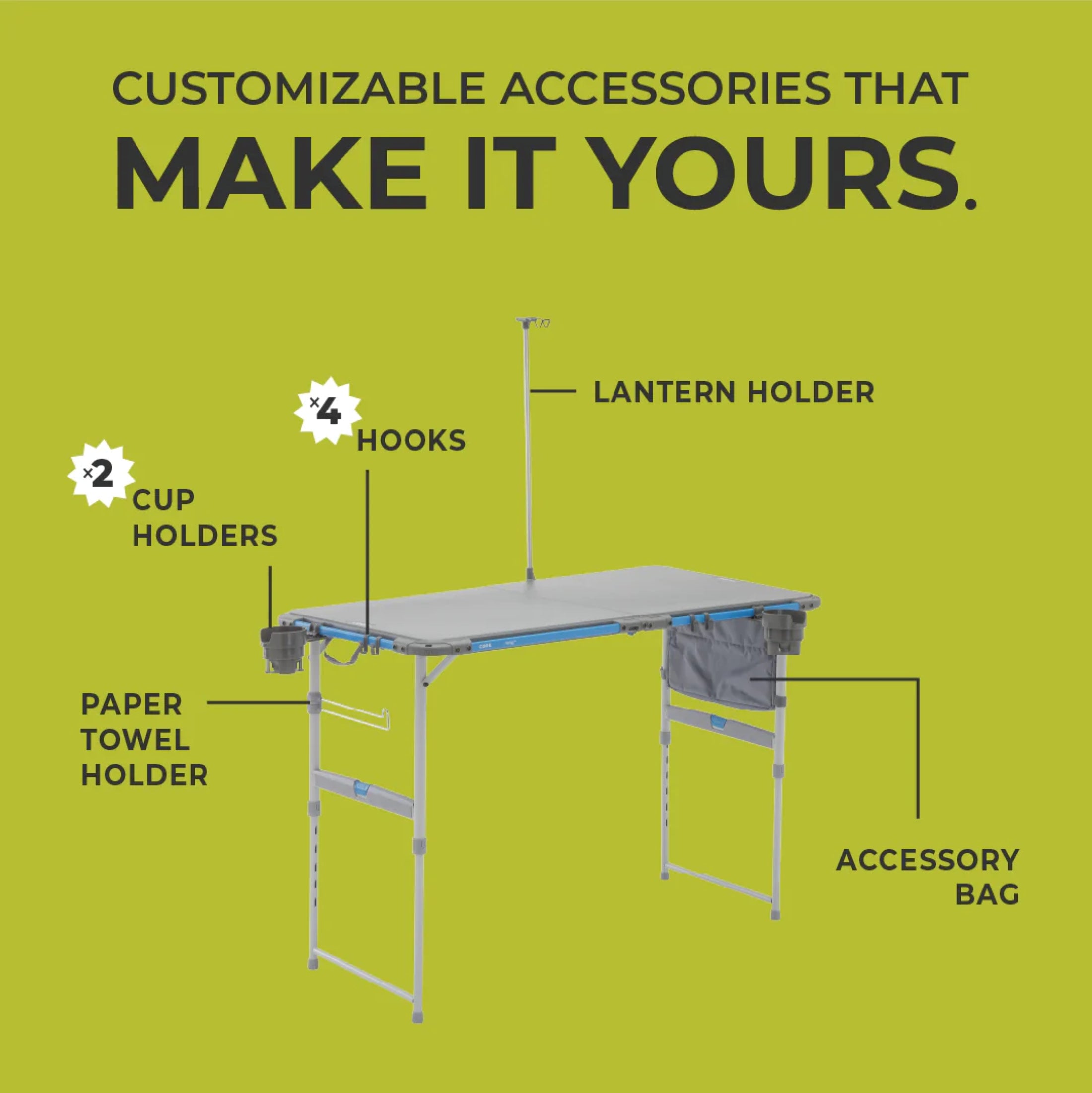 طاولة خارجية CORE مقاس 4 أقدام مع FlexRail