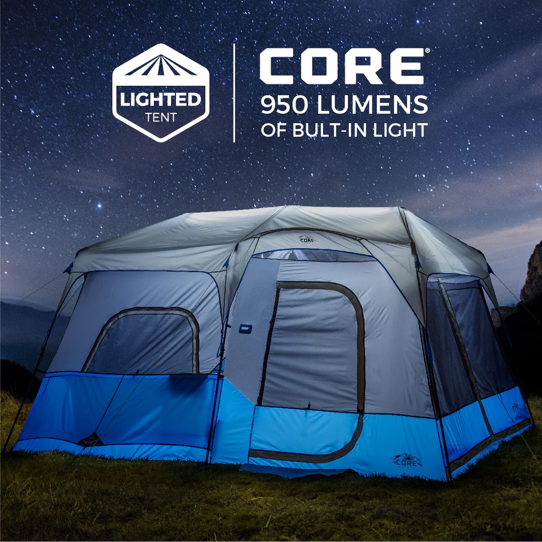 CORE 9 Person Lighted Instant Cabin Tent 14’ x 9’