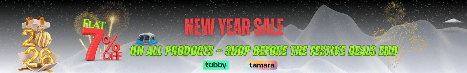 Flat 7% off on all camping equipment on this new year 2026 from outdoolife.ae