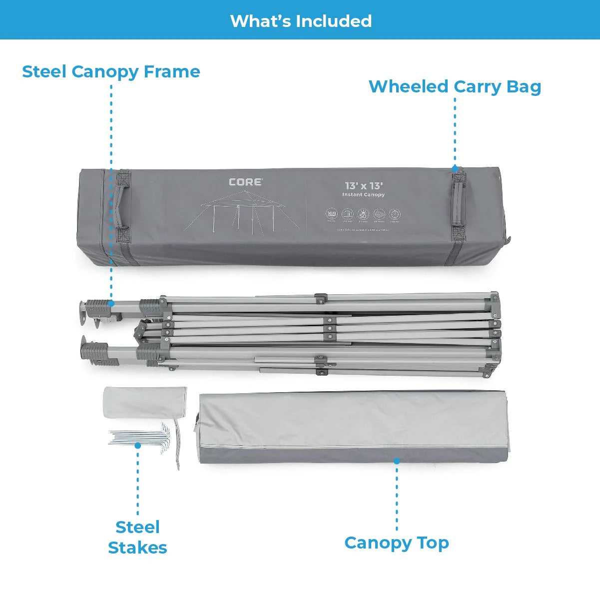مظلة CORE الفورية مقاس 13 × 13 قدمًا (شرفة المراقبة) 