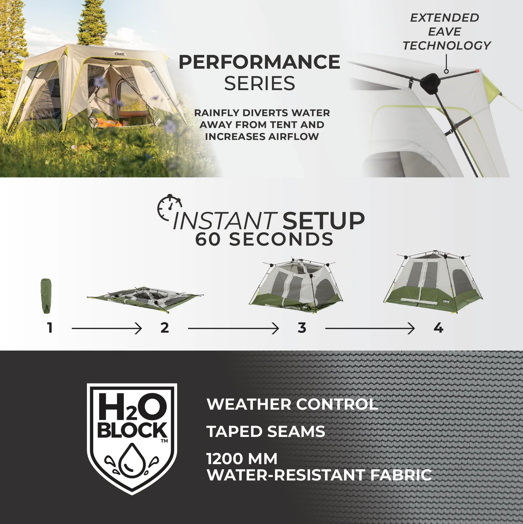 8 Person Instant Cabin Performance Tent 13' x 9