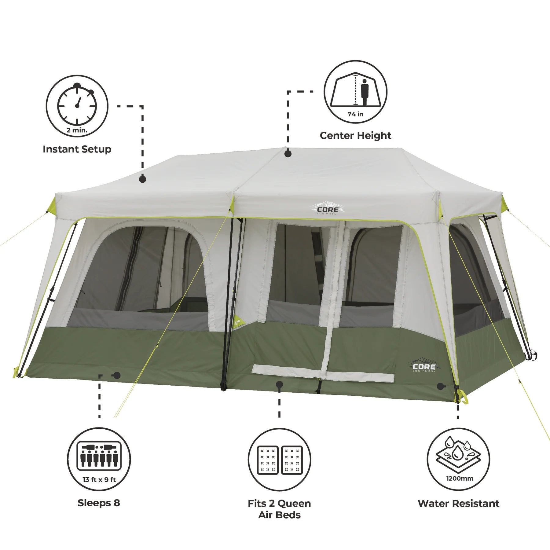 CORE 8 Person Instant Cabin Performance Tent 13' x 9'