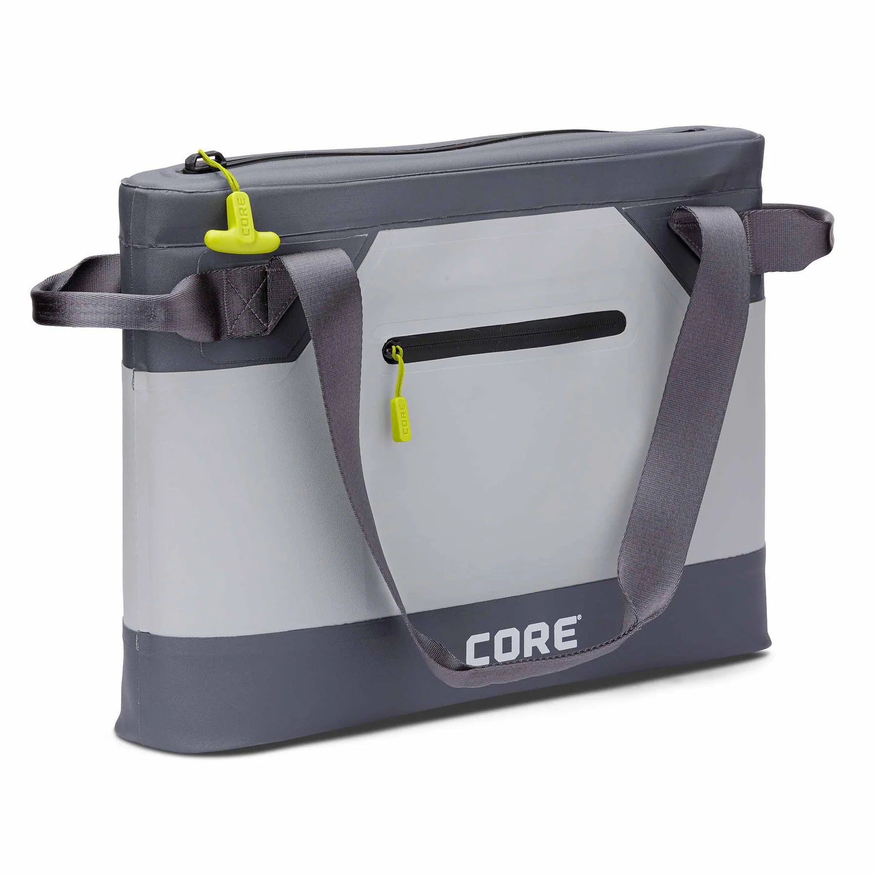 A blue CORE 10-liter soft cooler tote with a padded, insulated interior. The cooler is designed to hold up to 12 cans or other beverages and features a comfortable carrying handle.