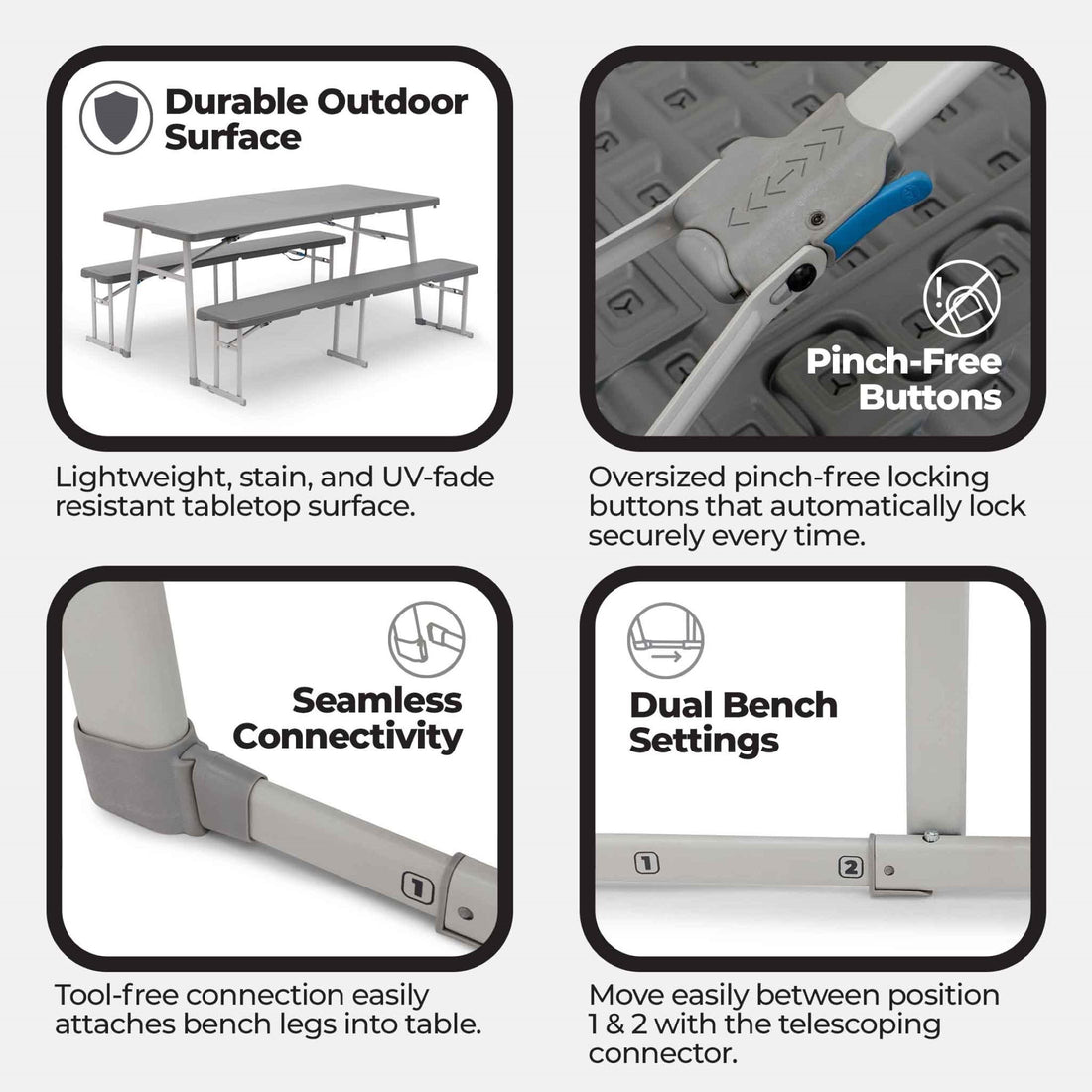 CORE 6 Foot Picnic Table 3-in-1 Combo