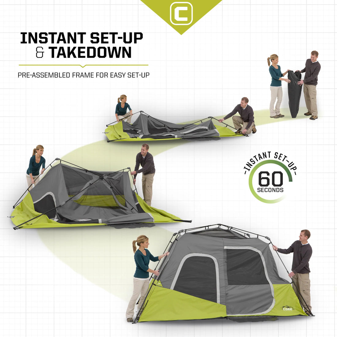 CORE 6 Person Instant Cabin Tent 11' x 9'