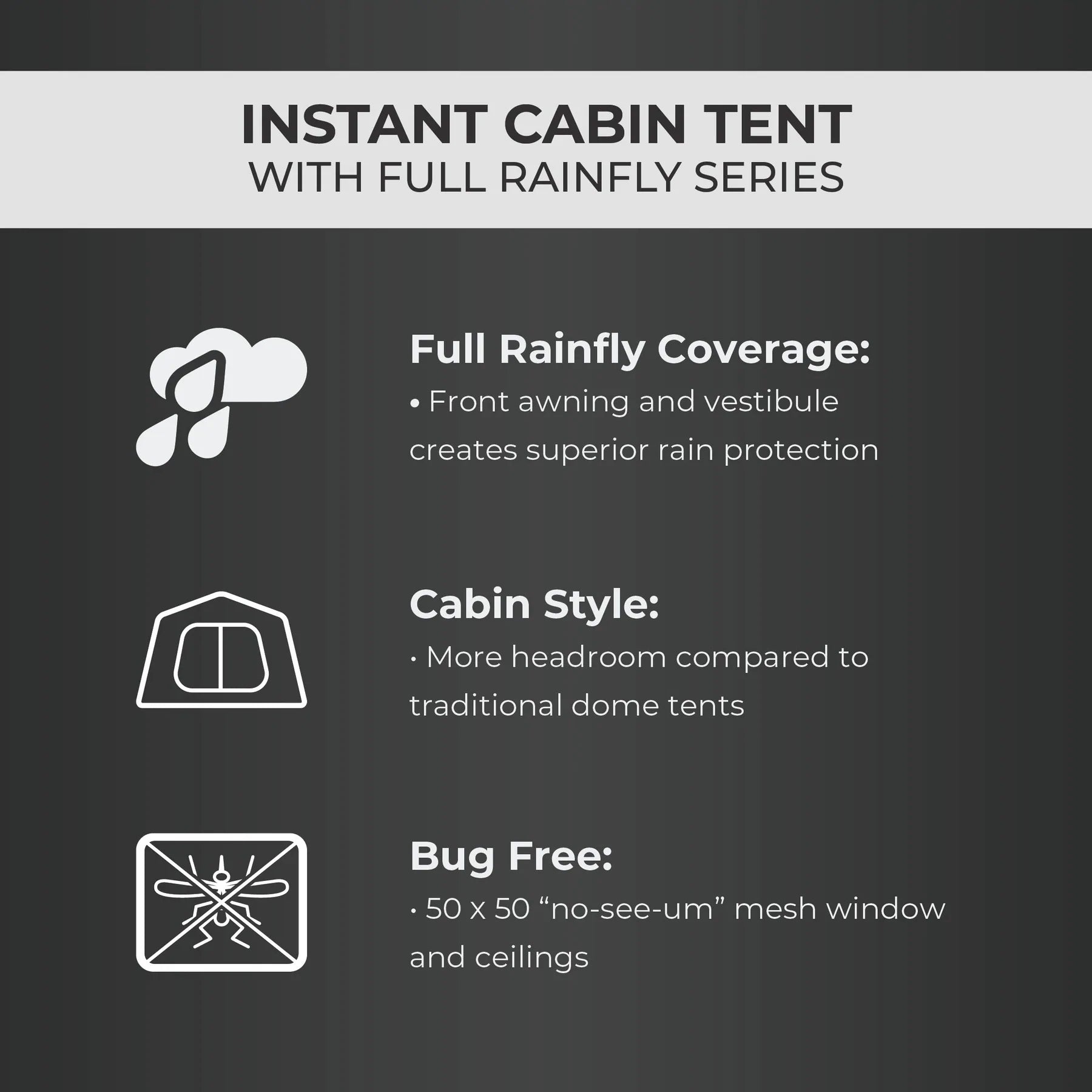 CORE 6 Person Instant Cabin Tent with Full Rainfly 11' x 9' –