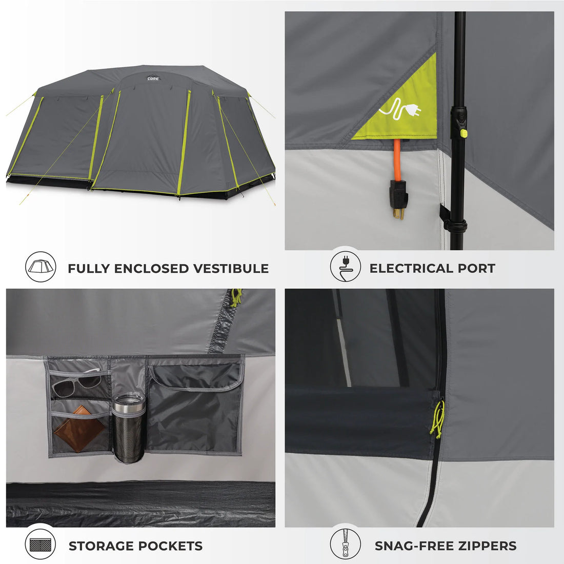 CORE 9 Person Instant Cabin Tent with Full Rainfly 14' x 9'