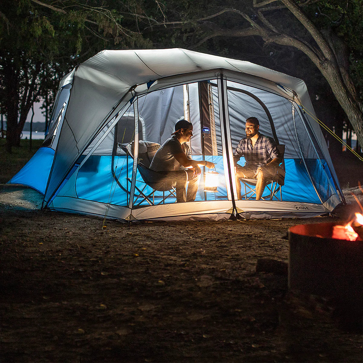 CORE 10 Person Lighted Instant Tent with Screen Room 14 x 10