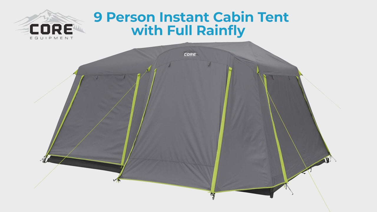 CORE 9 Person Instant Cabin Tent with Full Rainfly 14' x 9
